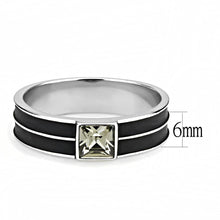 Load image into Gallery viewer, TK3292 - High polished (no plating) Stainless Steel Ring with Top Grade Crystal  in Black Diamond
