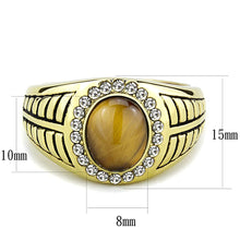Load image into Gallery viewer, TK3293 - IP Gold(Ion Plating) Stainless Steel Ring with Synthetic Tiger Eye in Topaz