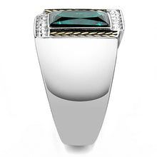 Load image into Gallery viewer, TK3295 - Two-Tone IP Gold (Ion Plating) Stainless Steel Ring with Synthetic Synthetic Glass in Blue Zircon