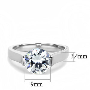TK3432 - High polished (no plating) Stainless Steel Ring with AAA Grade CZ  in Clear