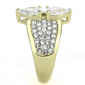 TK3442 - Two-Tone IP Gold (Ion Plating) Stainless Steel Ring with AAA Grade CZ  in Clear