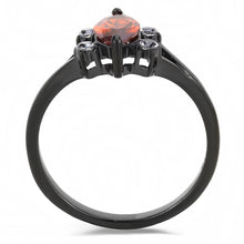 Load image into Gallery viewer, TK3445 - IP Black(Ion Plating) Stainless Steel Ring with AAA Grade CZ  in Garnet