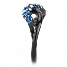 Load image into Gallery viewer, TK3446 - IP Black(Ion Plating) Stainless Steel Ring with Top Grade Crystal  in Multi Color