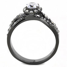 Load image into Gallery viewer, TK3448 - IP Light Black  (IP Gun) Stainless Steel Ring with AAA Grade CZ  in Clear
