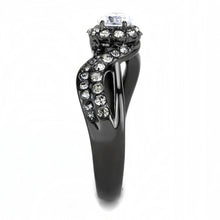 Load image into Gallery viewer, TK3448 - IP Light Black  (IP Gun) Stainless Steel Ring with AAA Grade CZ  in Clear