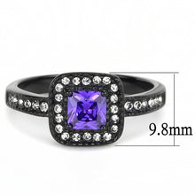 Load image into Gallery viewer, TK3450 - IP Black(Ion Plating) Stainless Steel Ring with AAA Grade CZ  in Tanzanite