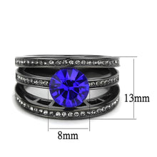 Load image into Gallery viewer, TK3453 - IP Light Black  (IP Gun) Stainless Steel Ring with Top Grade Crystal  in Sapphire