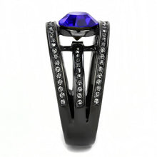 Load image into Gallery viewer, TK3453 - IP Light Black  (IP Gun) Stainless Steel Ring with Top Grade Crystal  in Sapphire
