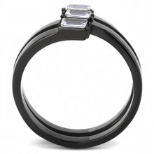 Load image into Gallery viewer, TK3455 - IP Black(Ion Plating) Stainless Steel Ring with AAA Grade CZ  in Clear