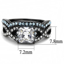 Load image into Gallery viewer, TK3457 - IP Black(Ion Plating) Stainless Steel Ring with AAA Grade CZ  in Clear