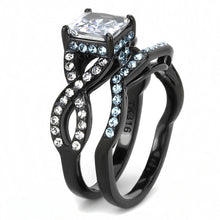 Load image into Gallery viewer, TK3457 - IP Black(Ion Plating) Stainless Steel Ring with AAA Grade CZ  in Clear
