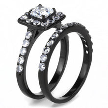 Load image into Gallery viewer, TK3458 - IP Black(Ion Plating) Stainless Steel Ring with AAA Grade CZ  in Clear