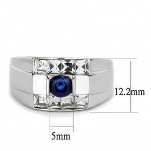 TK3463 - High polished (no plating) Stainless Steel Ring with Synthetic Synthetic Glass in Montana