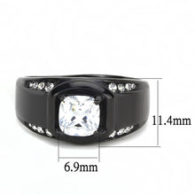 Load image into Gallery viewer, TK3467 - IP Black(Ion Plating) Stainless Steel Ring with AAA Grade CZ  in Clear