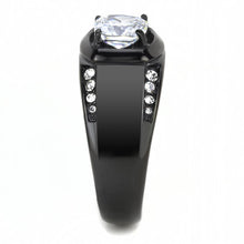 Load image into Gallery viewer, TK3467 - IP Black(Ion Plating) Stainless Steel Ring with AAA Grade CZ  in Clear