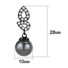Load image into Gallery viewer, TK3483 - IP Black(Ion Plating) Stainless Steel Earrings with Synthetic Pearl in Gray