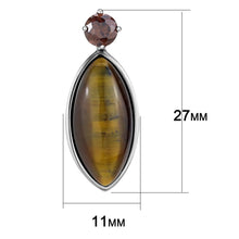 Load image into Gallery viewer, TK3488 - High polished (no plating) Stainless Steel Earrings with Semi-Precious Tiger Eye in Topaz