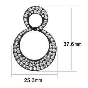TK3493 - IP Black(Ion Plating) Stainless Steel Earrings with Top Grade Crystal  in Clear