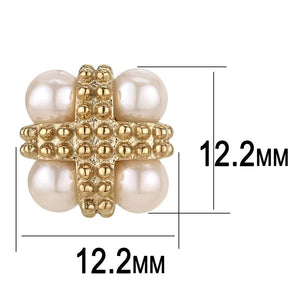 TK3495 - IP Rose Gold(Ion Plating) Stainless Steel Earrings with Synthetic Pearl in Light Rose