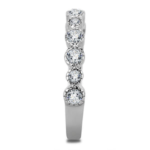 TK3497 - High polished (no plating) Stainless Steel Ring with Top Grade Crystal  in Clear