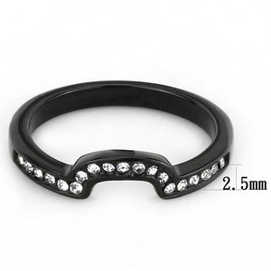 TK3498 - IP Black(Ion Plating) Stainless Steel Ring with Top Grade Crystal  in Clear