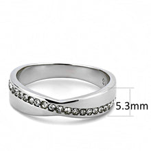 Load image into Gallery viewer, TK3501 - High polished (no plating) Stainless Steel Ring with Top Grade Crystal  in Clear