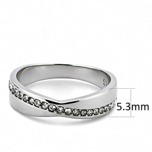 TK3501 - High polished (no plating) Stainless Steel Ring with Top Grade Crystal  in Clear