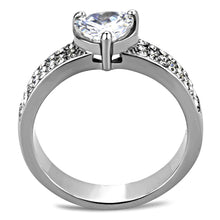 Load image into Gallery viewer, TK3505 - High polished (no plating) Stainless Steel Ring with AAA Grade CZ  in Clear