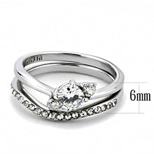 Load image into Gallery viewer, TK3507 - High polished (no plating) Stainless Steel Ring with AAA Grade CZ  in Clear