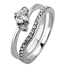 Load image into Gallery viewer, TK3507 - High polished (no plating) Stainless Steel Ring with AAA Grade CZ  in Clear