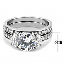 Load image into Gallery viewer, TK3509 - High polished (no plating) Stainless Steel Ring with AAA Grade CZ  in Clear