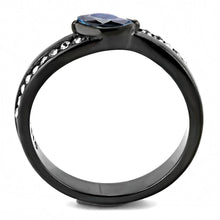 Load image into Gallery viewer, TK3511 - IP Light Black  (IP Gun) Stainless Steel Ring with AAA Grade CZ  in Sea Blue