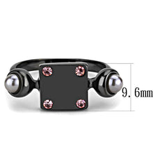 Load image into Gallery viewer, TK3513 - IP Light Black  (IP Gun) Stainless Steel Ring with Synthetic Pearl in Gray