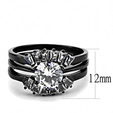 Load image into Gallery viewer, TK3514 - IP Black(Ion Plating) Stainless Steel Ring with AAA Grade CZ  in Clear