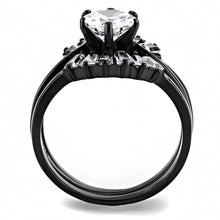 Load image into Gallery viewer, TK3514 - IP Black(Ion Plating) Stainless Steel Ring with AAA Grade CZ  in Clear