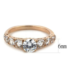 Load image into Gallery viewer, TK3516 - IP Rose Gold(Ion Plating) Stainless Steel Ring with AAA Grade CZ  in Clear