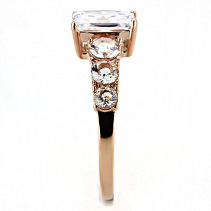 TK3517 - IP Rose Gold(Ion Plating) Stainless Steel Ring with AAA Grade CZ  in Clear