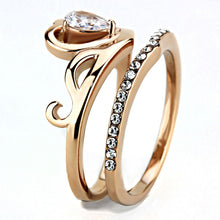 Load image into Gallery viewer, TK3518 - IP Rose Gold(Ion Plating) Stainless Steel Ring with AAA Grade CZ  in Clear
