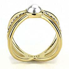 Load image into Gallery viewer, TK3522 - IP Gold(Ion Plating) Stainless Steel Ring with Synthetic Pearl in White