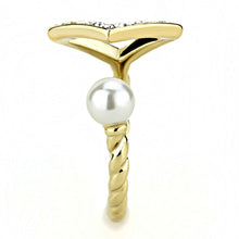 Load image into Gallery viewer, TK3523 - IP Gold(Ion Plating) Stainless Steel Ring with Synthetic Pearl in White