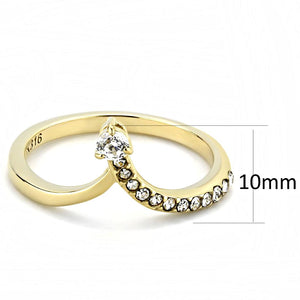 TK3524 - IP Gold(Ion Plating) Stainless Steel Ring with AAA Grade CZ  in Clear