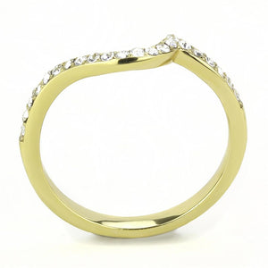 TK3527 - IP Gold(Ion Plating) Stainless Steel Ring with Top Grade Crystal  in Clear