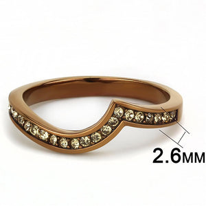 TK3528 - IP Coffee light Stainless Steel Ring with Top Grade Crystal  in Light Smoked