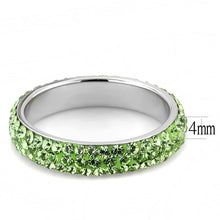 Load image into Gallery viewer, TK3537 - High polished (no plating) Stainless Steel Ring with Top Grade Crystal  in Peridot