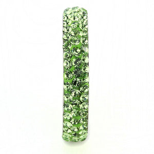 TK3537 - High polished (no plating) Stainless Steel Ring with Top Grade Crystal  in Peridot