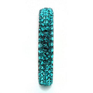 TK3538 - High polished (no plating) Stainless Steel Ring with Top Grade Crystal  in Blue Zircon
