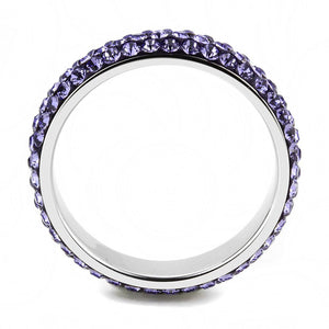 TK3540 - High polished (no plating) Stainless Steel Ring with Top Grade Crystal  in Tanzanite