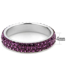 Load image into Gallery viewer, TK3541 - High polished (no plating) Stainless Steel Ring with Top Grade Crystal  in Amethyst