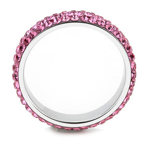 TK3542 - High polished (no plating) Stainless Steel Ring with Top Grade Crystal  in Rose