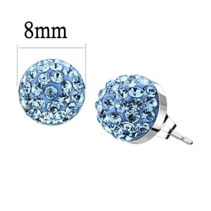 TK3546 - High polished (no plating) Stainless Steel Earrings with Top Grade Crystal  in Sea Blue